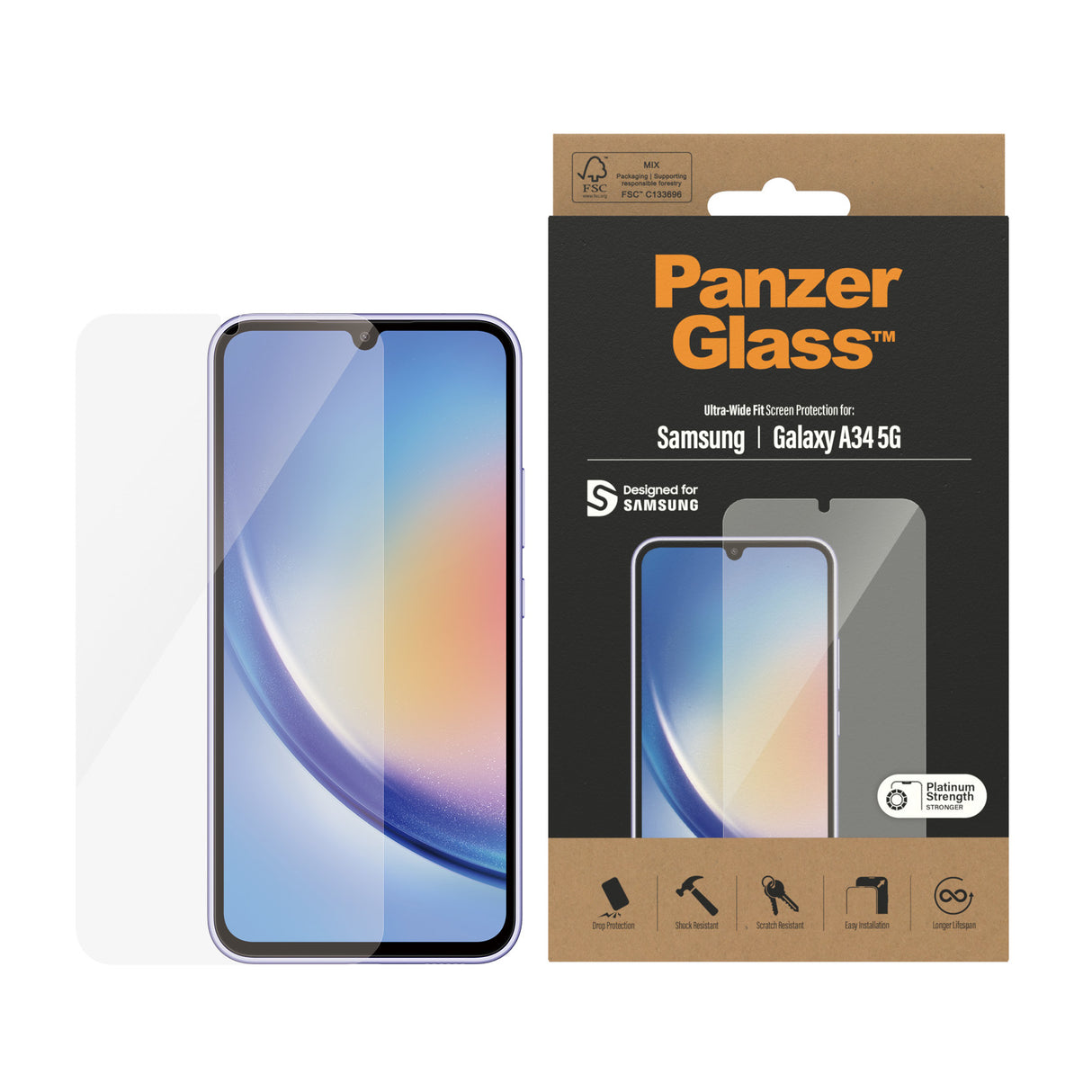 PanzerGlass ® Skærmbeskyttelse Samsung Galaxy A34 5G | Ultra-Wide Fit