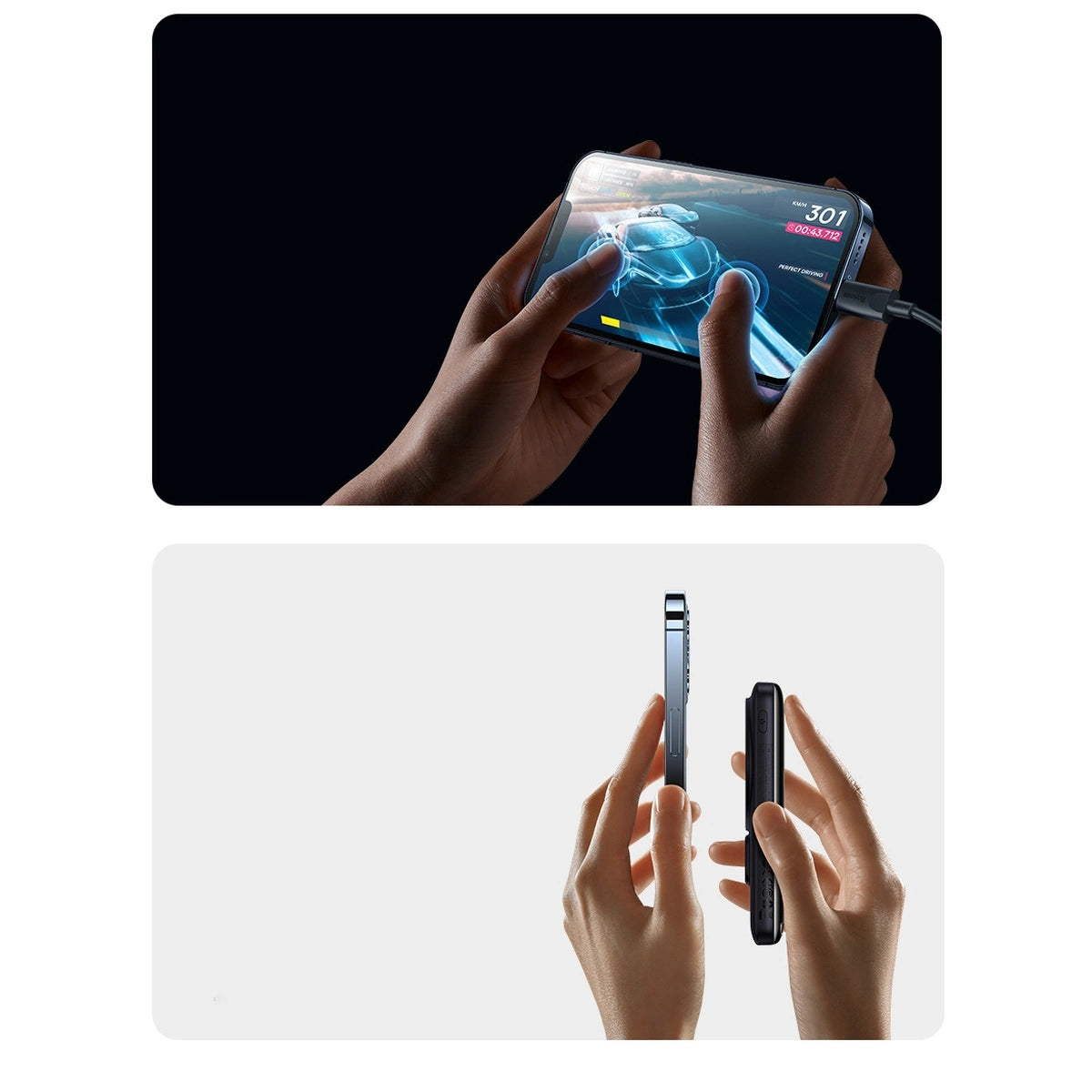 Baseus Magnetisk Bracket Powerbank 10000mAh 20W med MagSafe - mørkblå + USB-C-kabel 60W 0,5m