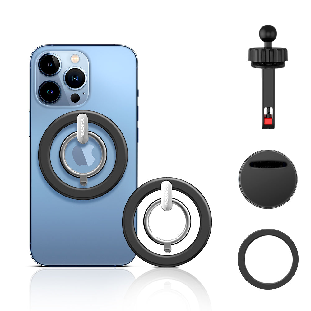 Joyroom kit multifunktionel magnetisk bilholder ring telefon støtte sort (JR-ZS294)