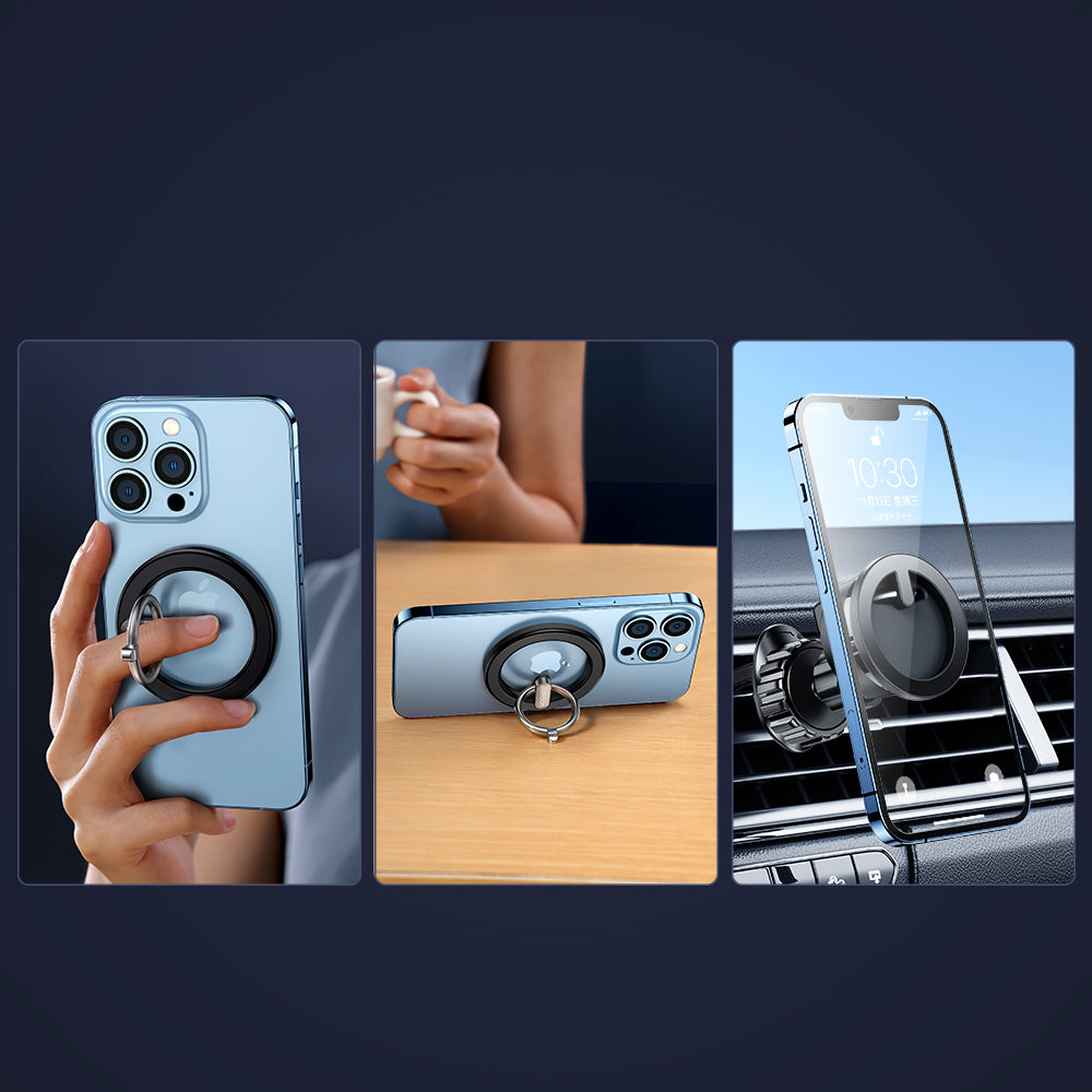 Joyroom kit multifunktionel magnetisk bilholder ring telefon støtte sort (JR-ZS294)