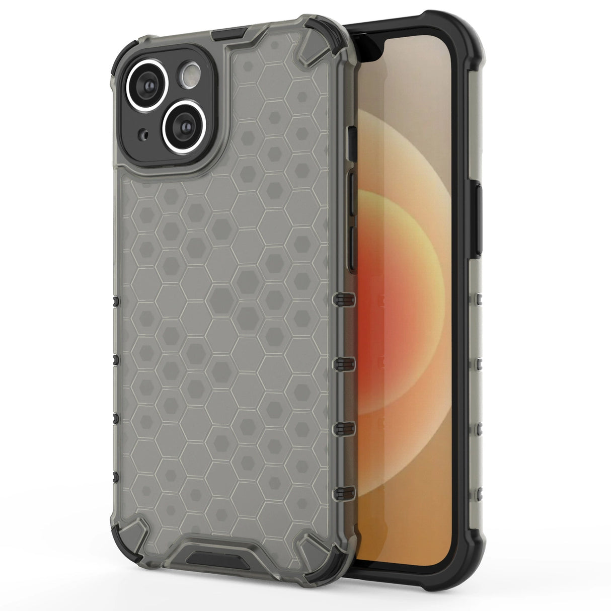 Honeycomb case til iPhone 14 pansret hybrid cover sort