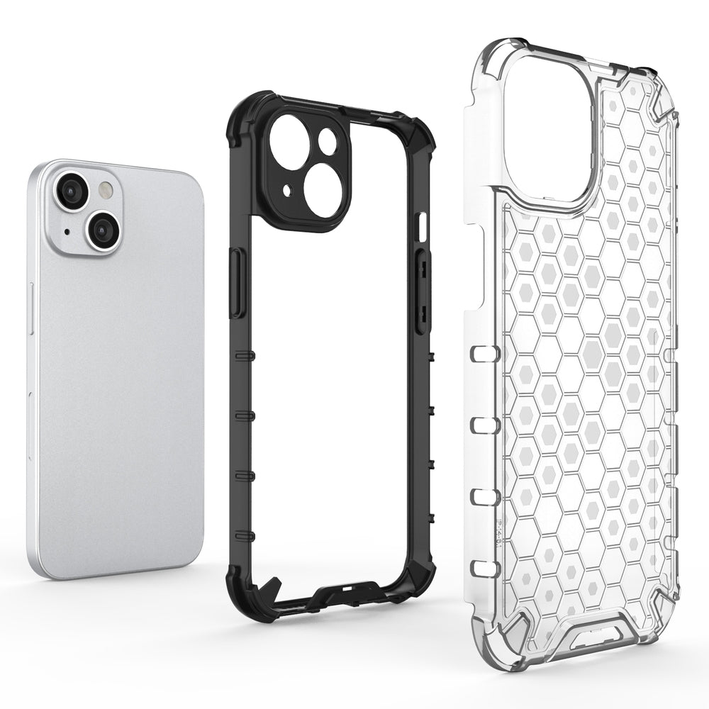 Honeycomb case til iPhone 14 pansret hybrid cover sort