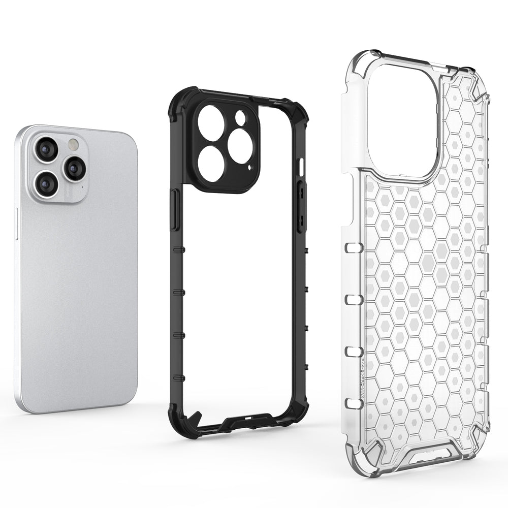 Honeycomb case til iPhone 14 Pro pansret hybrid cover sort
