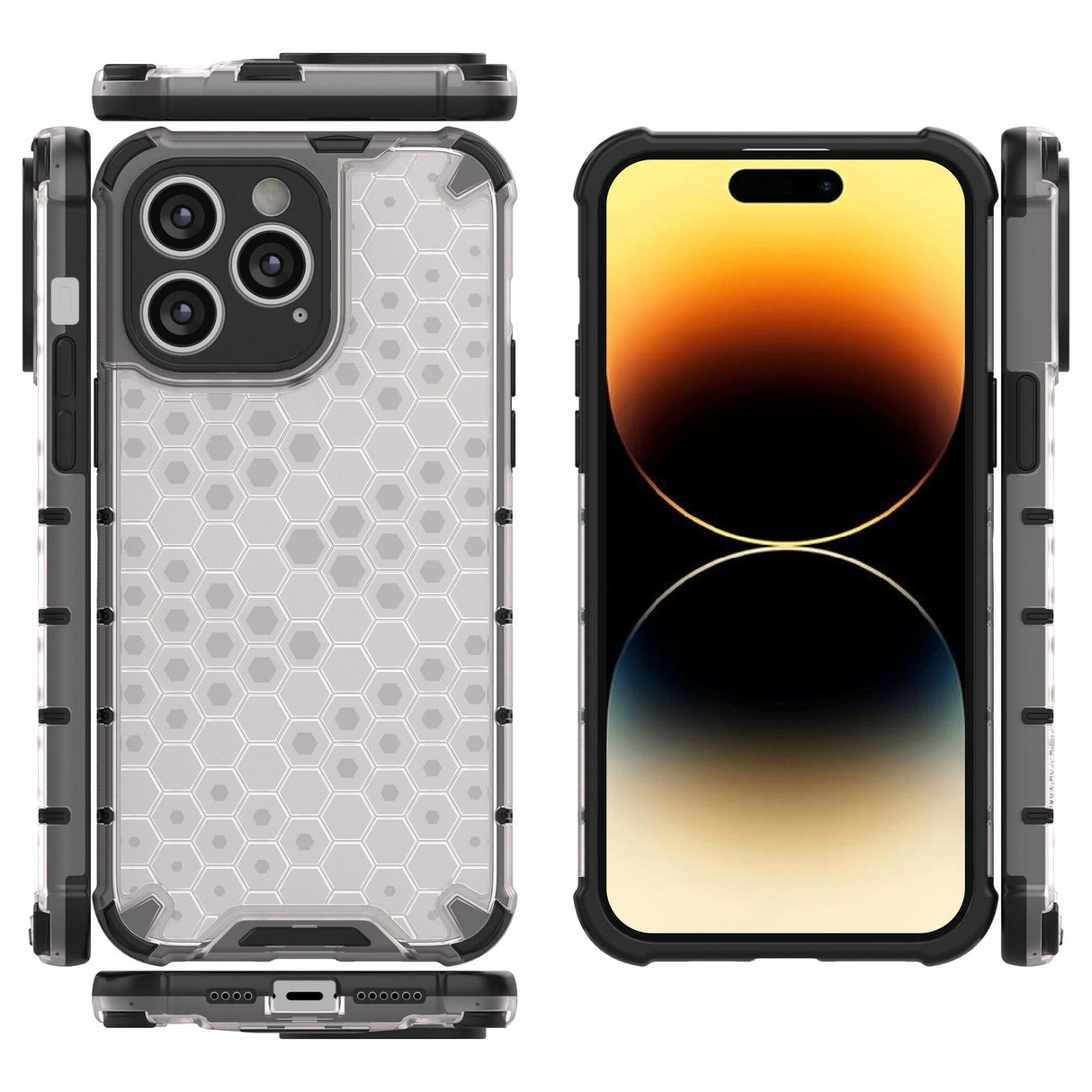 Honeycomb case til iPhone 14 Pro pansret hybrid cover gennemsigtigt