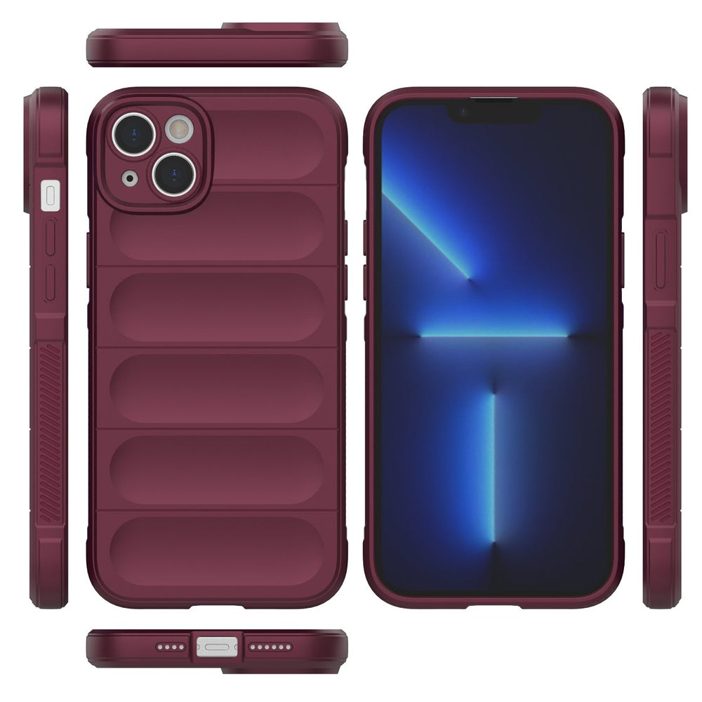 Magic Shield Case for iPhone 14 Plus elastisk rustet kuffert i burgundfarve