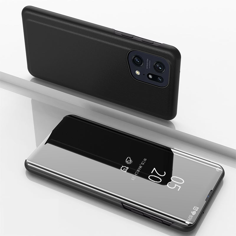 Clear View Case cover til Oppo Find X5 Pro cover med en flap sort