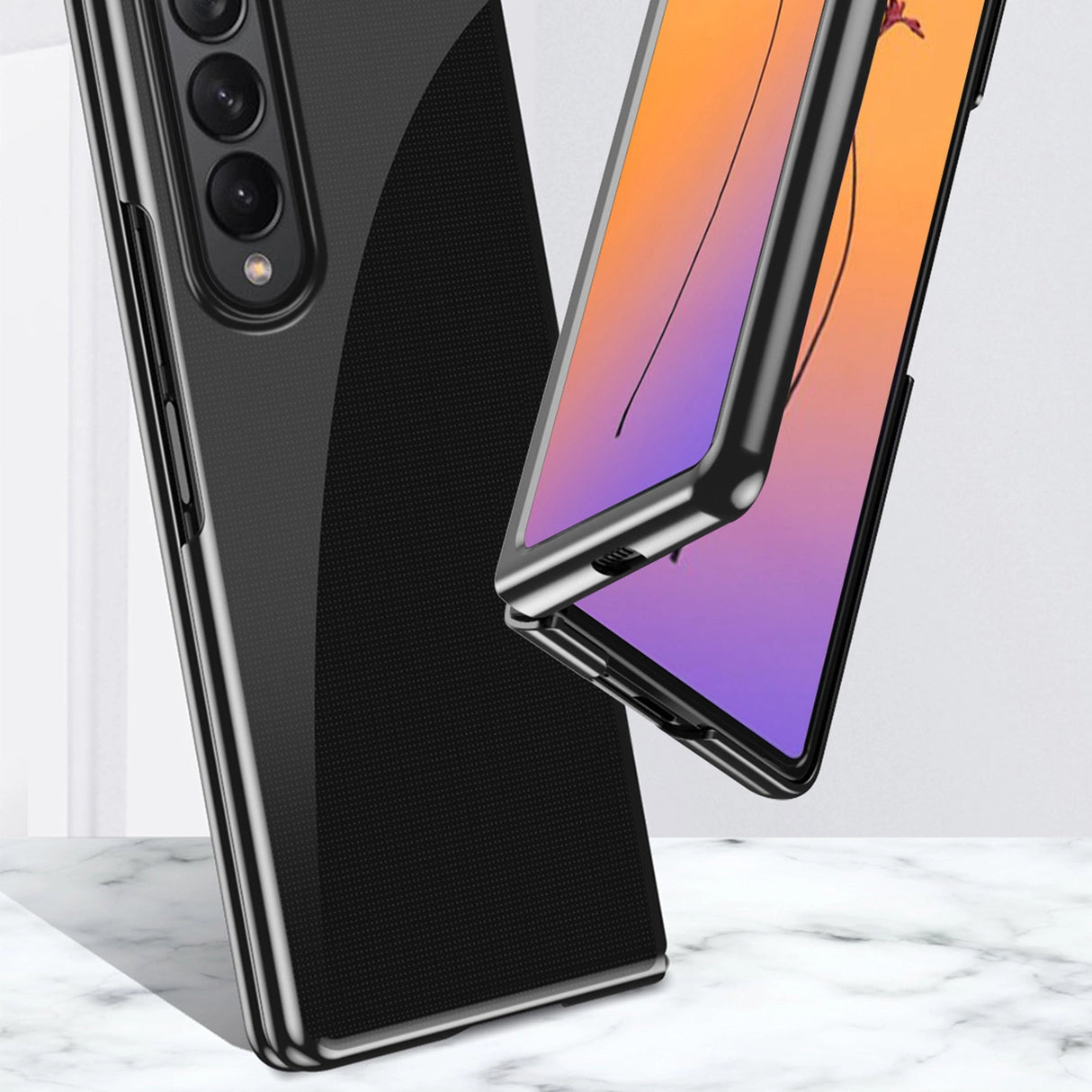Hylde til Samsung Galaxy Z Fold 4 med blå metalramme