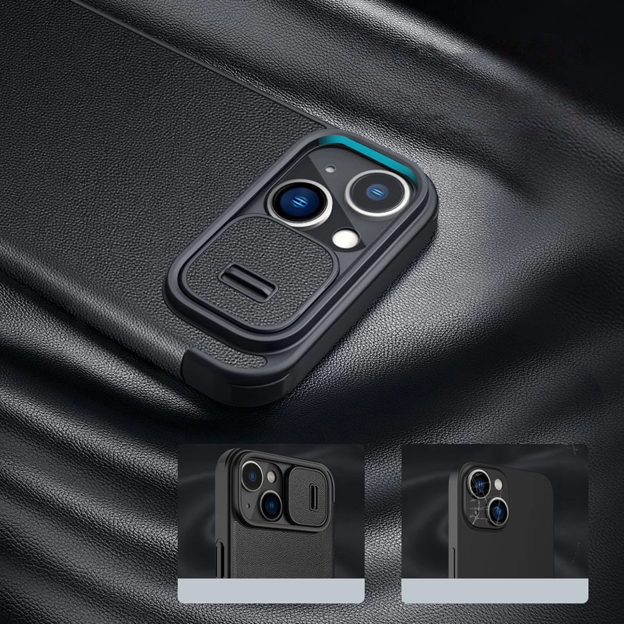 Nillkin Qin Cloth Pro Case Case for iPhone 14 Plus Kamera Cover Holster Cover Flip Case Blå