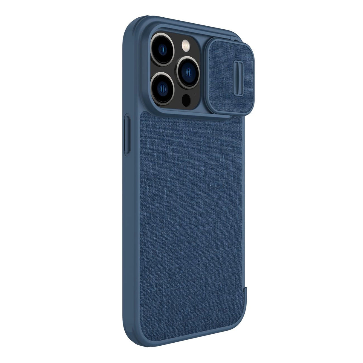 Nillkin Qin Cloth Pro Case Case for iPhone 14 Pro Max Kamera Cover Holster Cover Flip Case Blå