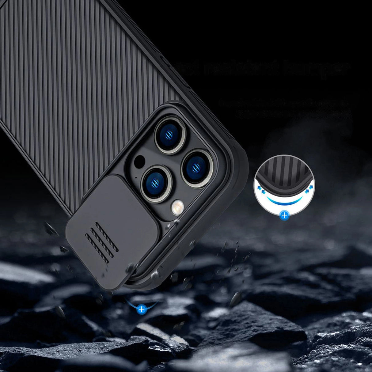 Nillkin CamShield Pro Case iPhone 14 Pro Armored Cover Camera Protector Blå