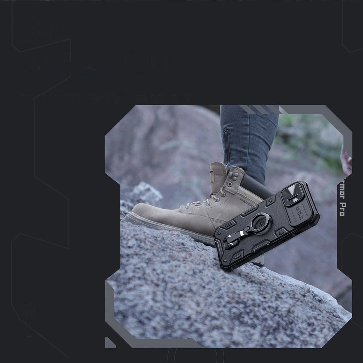 Nillkin CamShield Armor Pro Case iPhone 14 Plus pansret cover med kamera cover ring stativ blå