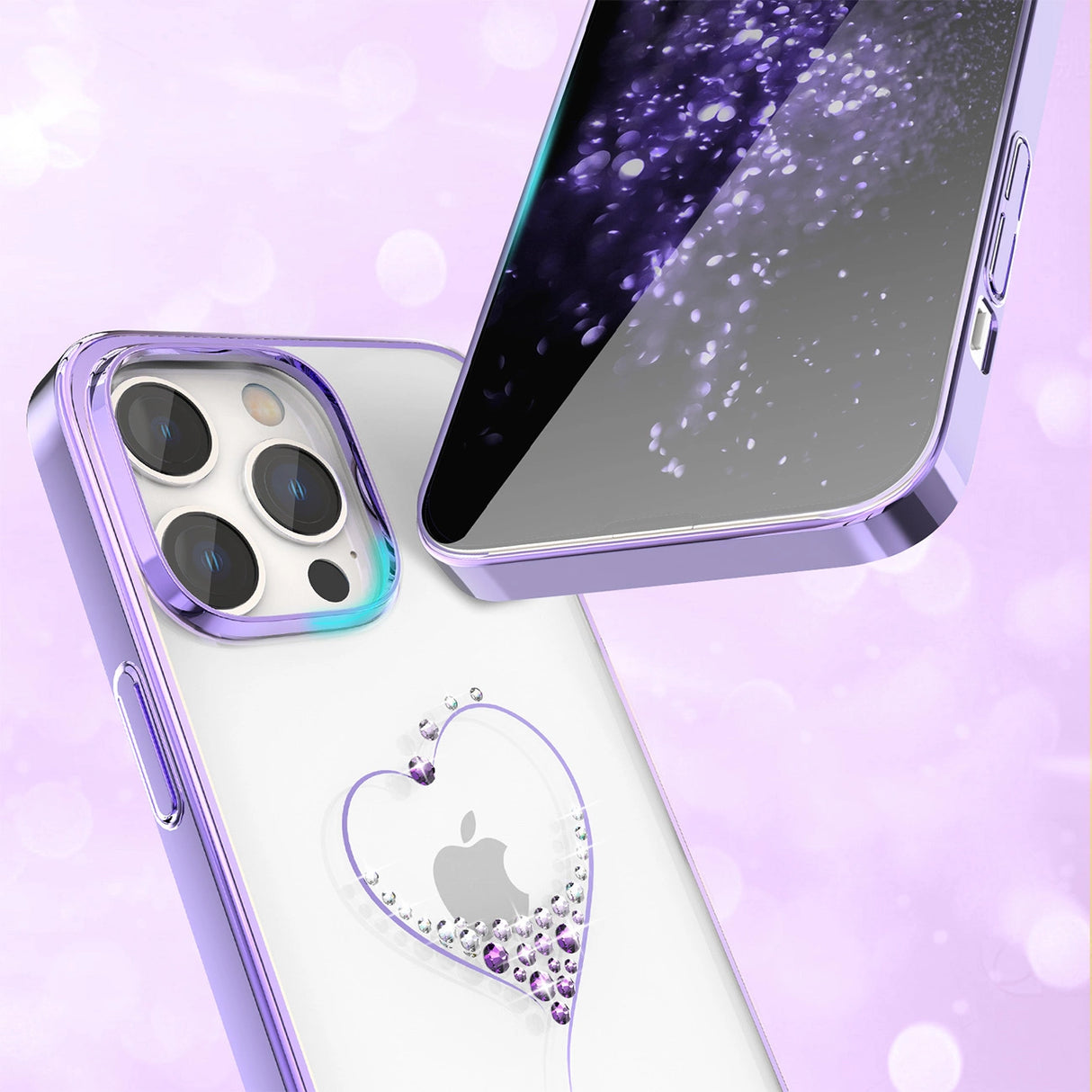 Silicone case with Swarovski crystals Kingxbar Wish Series for iPhone 14 Plus - purple