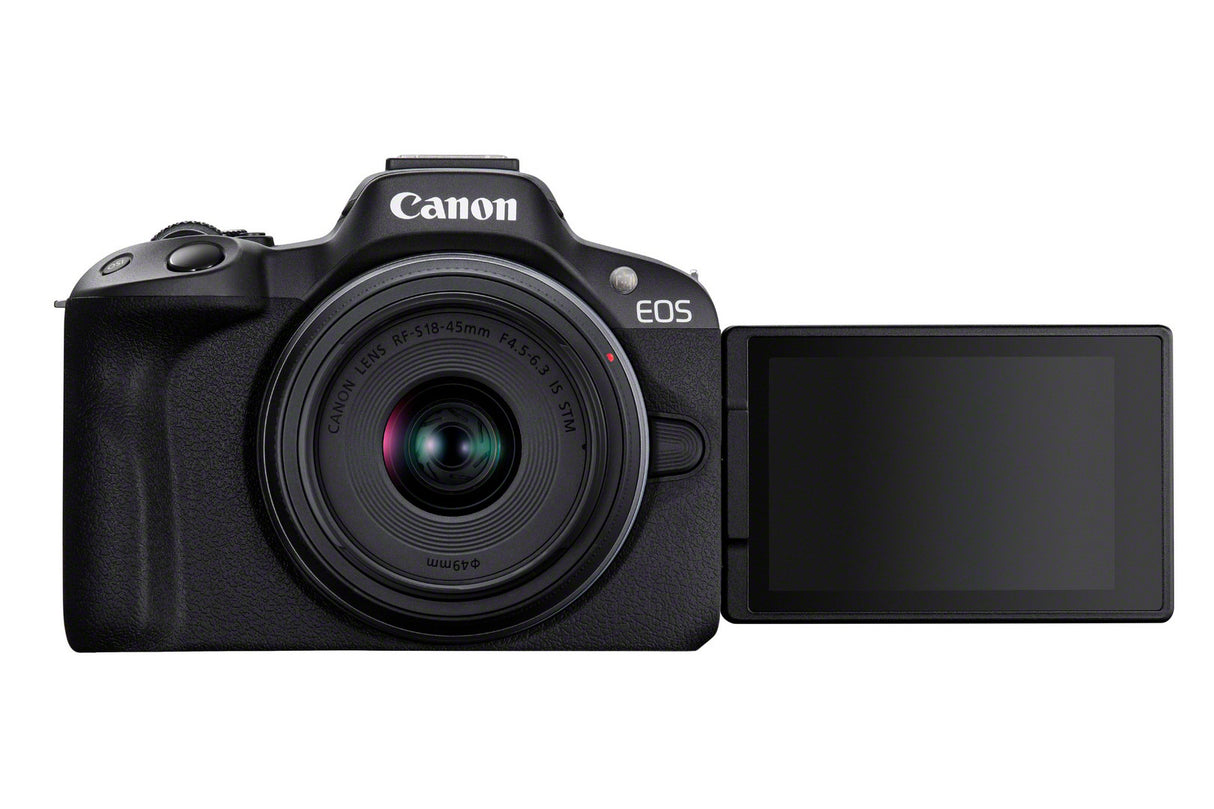 Canon EOS R50, Black + RF-S 18-45mm F4.5-6.3 IS STM Kit MILC 24,2 MP CMOS 6000 x 4000 pixel Sort