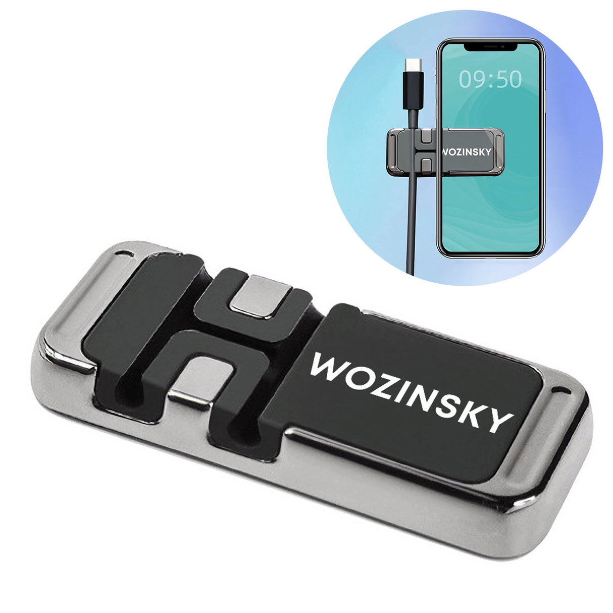 Wozinsky magnetisk telefonholder med kabelorganisator (WMCDO-B1)
