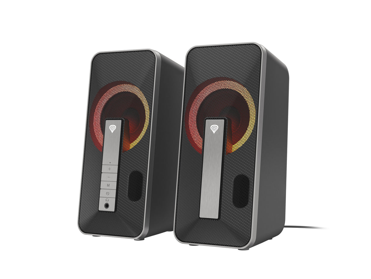 GENESIS Helium 100 BT RGB højttalersæt 10 W PC/Laptop Sort, Sølv 2.0 kanaler Bluetooth