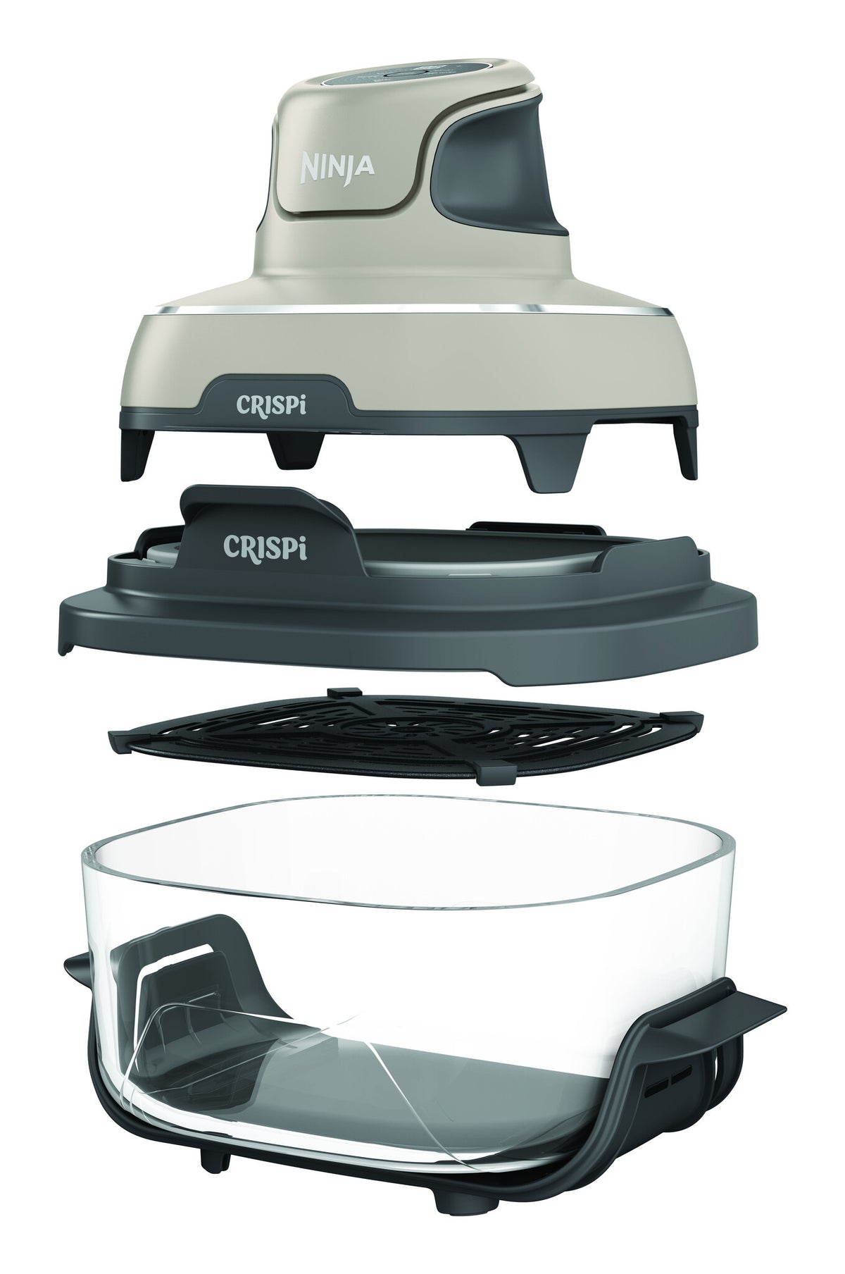 Ninja CRISPi Enkelt 4,5 L 1700 W Varmluftsteger Grå, Stenfarve, Transparent