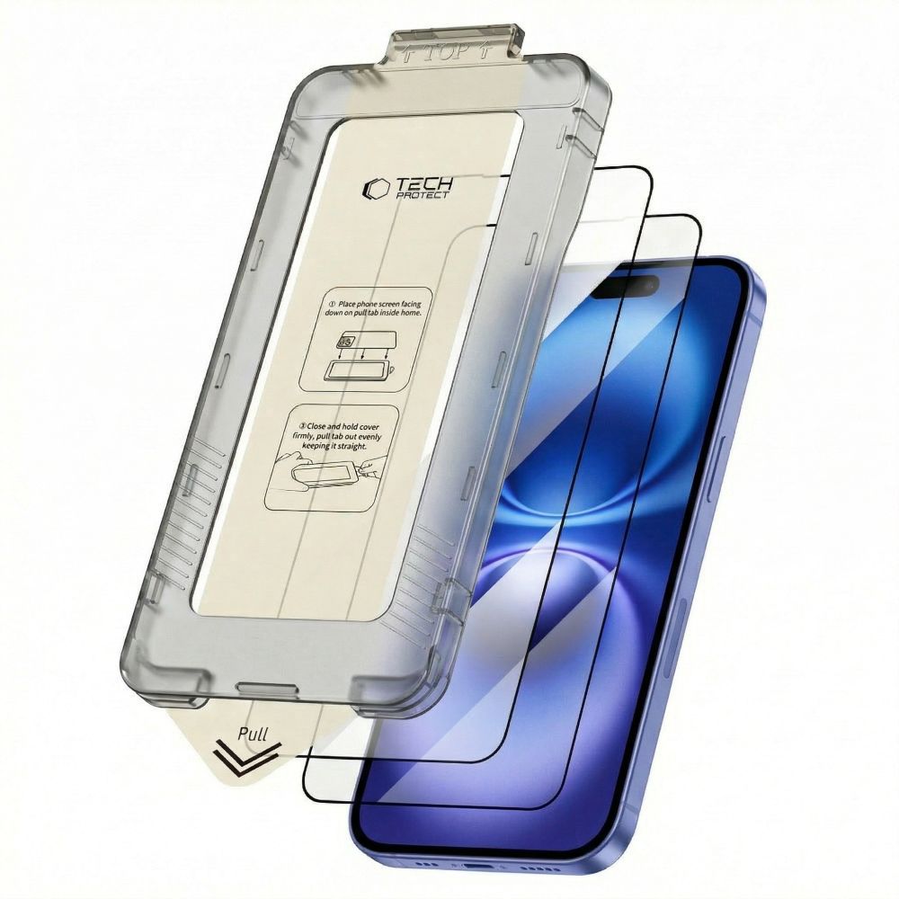 Hærdet Glas Tech Protect Quick Set+ 2 Pack Iphone 15/16 Sort