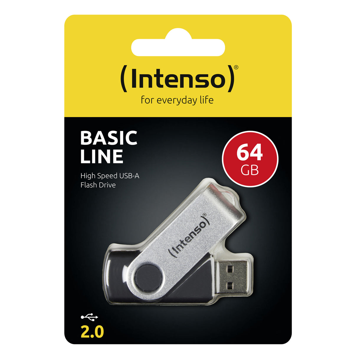 Intenso Basic Line USB-nøgle 64 GB USB Type-A 2.0 Sort, Sølv