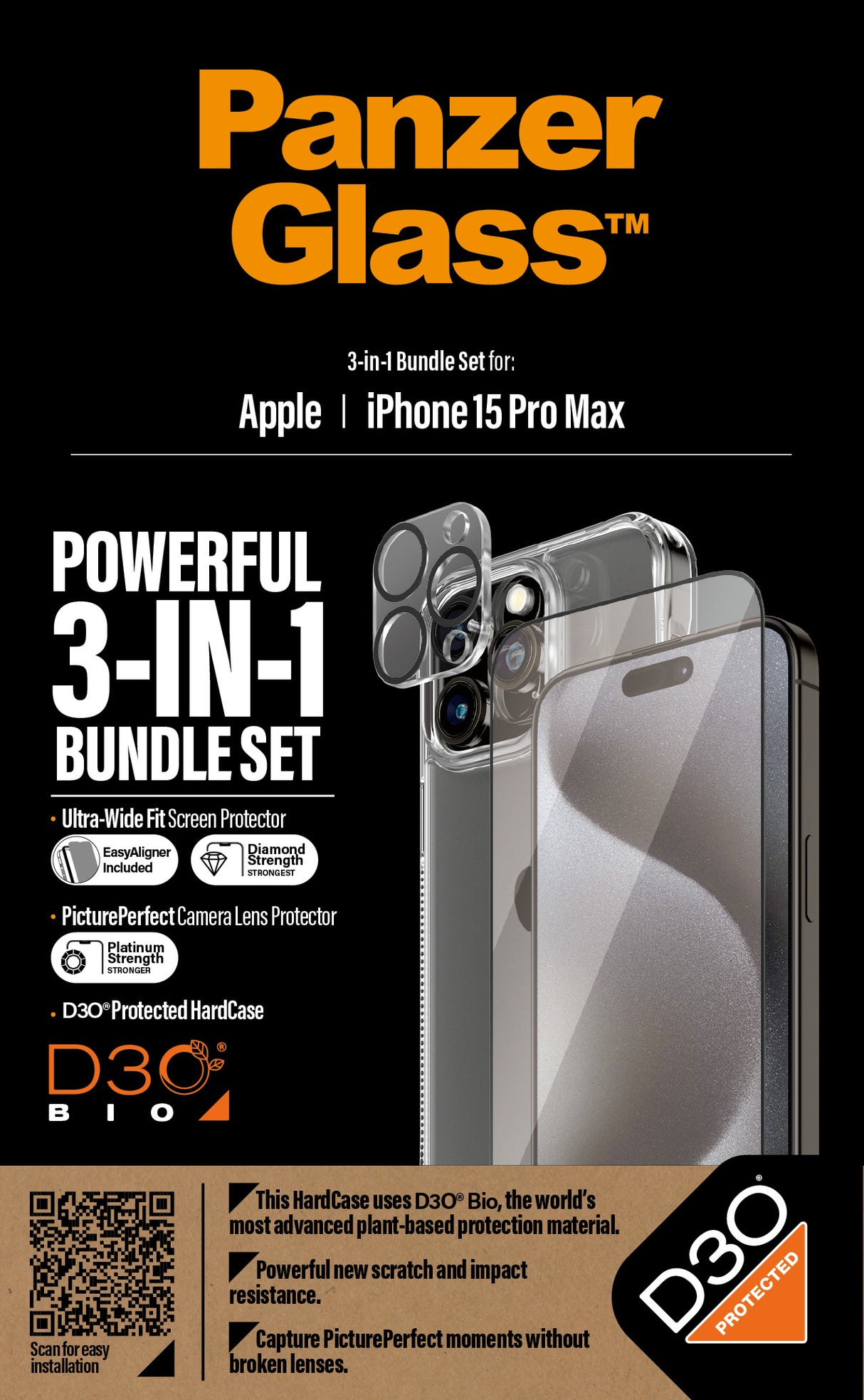 PanzerGlass Skærm/objektiv/rygbeskyttersæt Apple iPhone 15 Pro Max