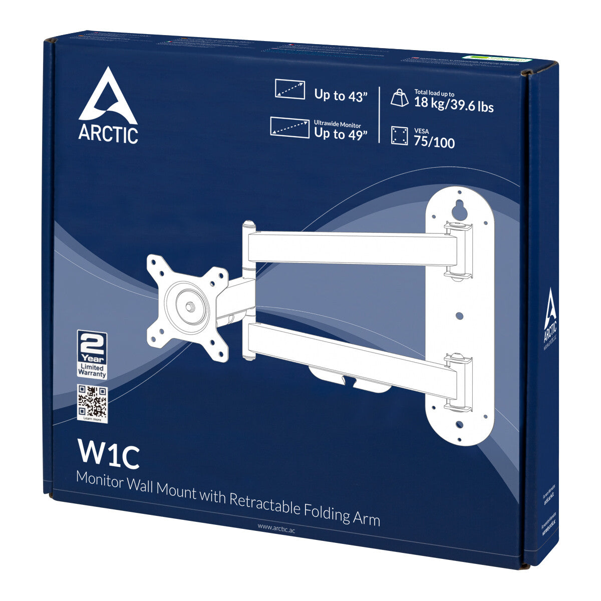 ARCTIC W1C 124,5 cm (49") Væg Sort