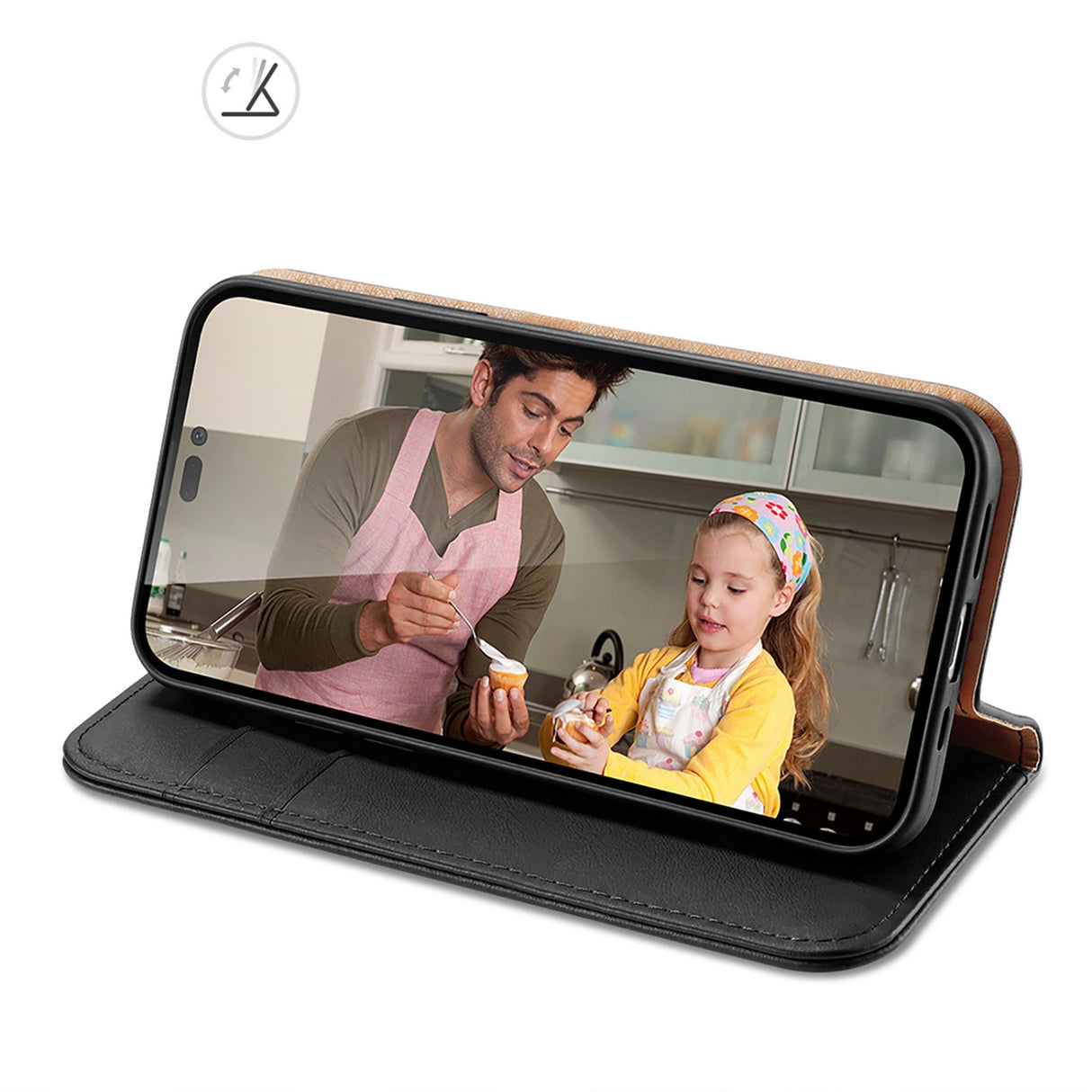 Dux Ducis Hivo Leather Flip Cover Genuine Leather Wallet for Cards and Documents iPhone 14 Pro Max Black