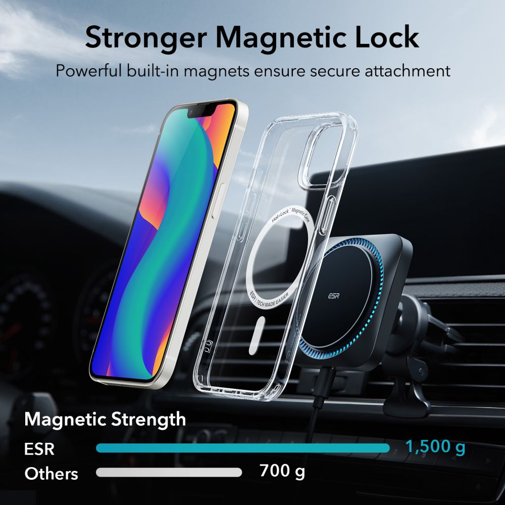 ESR Classic Hybrid Halolock Case with MagSafe for iPhone 13 / iPhone 14 - Clear