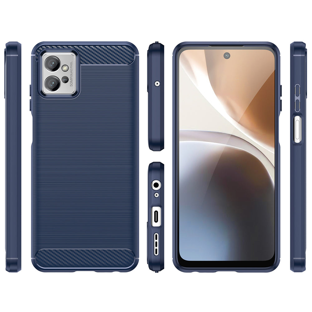 Carbon Case til Xiaomi Poco F4 5G fleksible silikone carbon cover blå