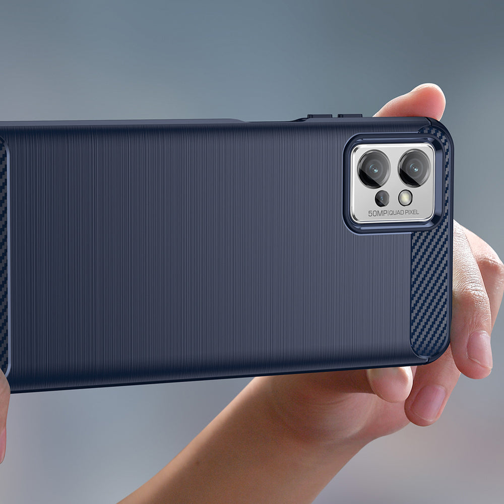 Carbon Case til Realme C31 fleksibelt silikone carbon cover sort