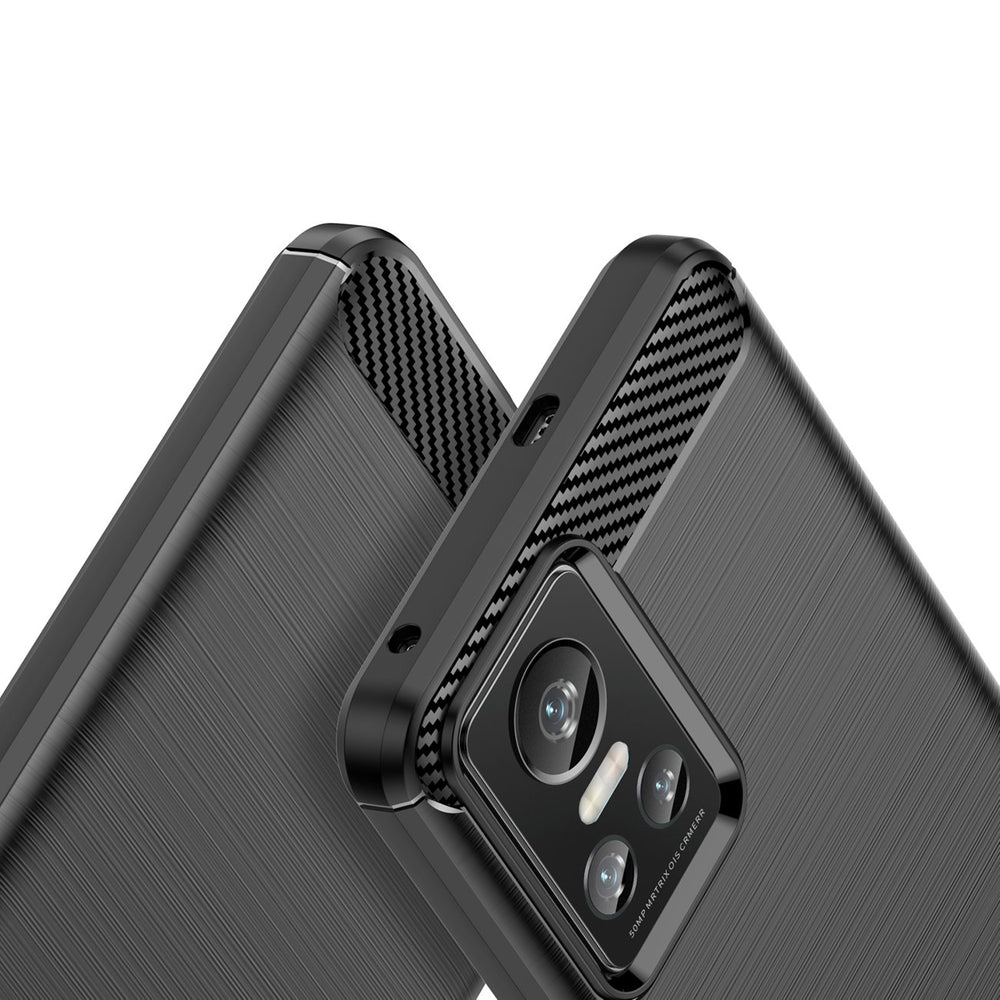 Carbon Case til Realme GT Neo 3 fleksibelt silikon carbon cover sort