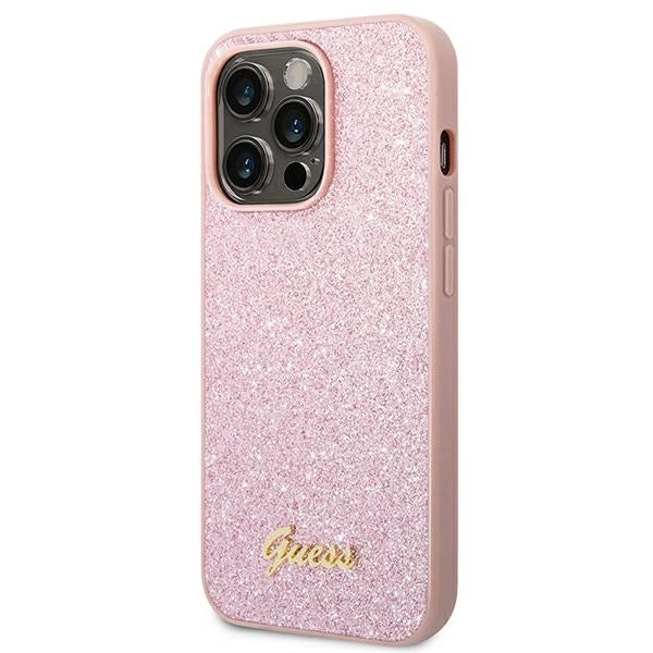 Guess Glitter Script Case for iPhone 14 Pro Max - Pink