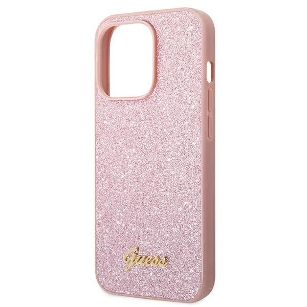 Guess Glitter Script Case for iPhone 14 Pro Max - Pink