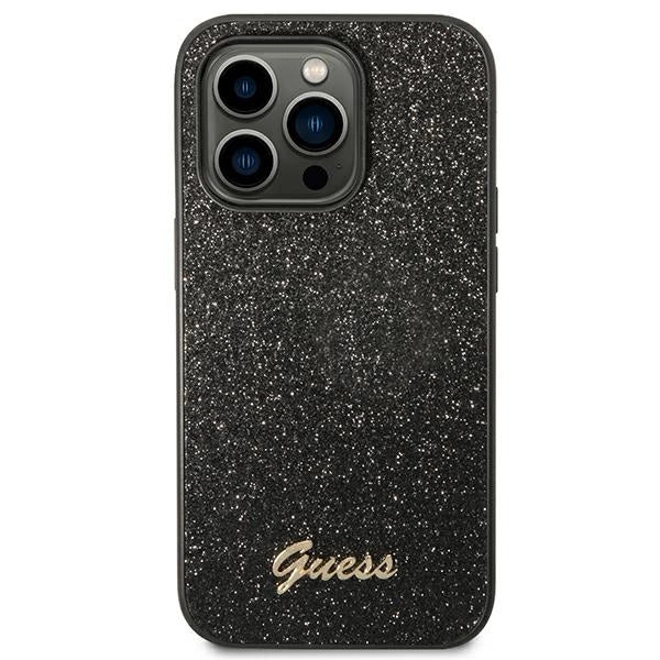 Guess Glitter Script Case for iPhone 14 Pro - Black