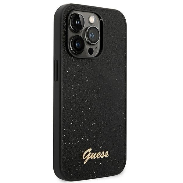 Guess Glitter Script Case for iPhone 14 Pro - Black