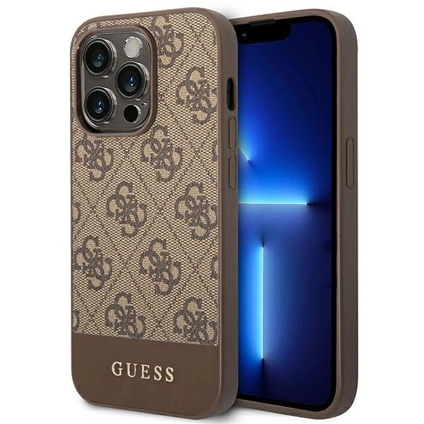 Guess GUHCP14LG4GLBR iPhone 14 Pro 6.1" brown/brown hard case 4G Stripe Collection