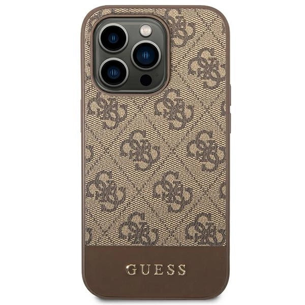Guess GUHCP14XG4GLBR iPhone 14 Pro Max 6.7" brown/brown hard case 4G Stripe Collection