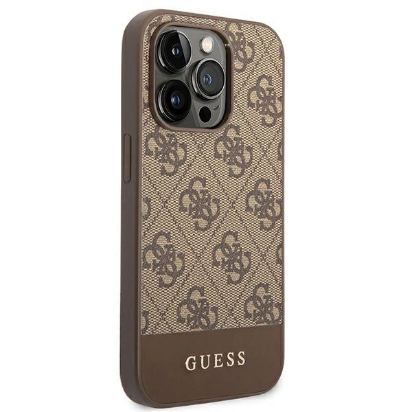 Guess GUHCP14XG4GLBR iPhone 14 Pro Max 6.7" brown/brown hard case 4G Stripe Collection
