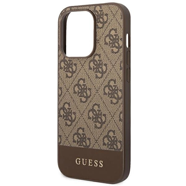 Guess GUHCP14XG4GLBR iPhone 14 Pro Max 6.7" brown/brown hard case 4G Stripe Collection