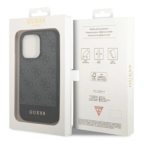 Guess GUHCP14XG4GLGR iPhone 14 Pro Max 6.7" grey/grey hard case 4G Stripe Collection