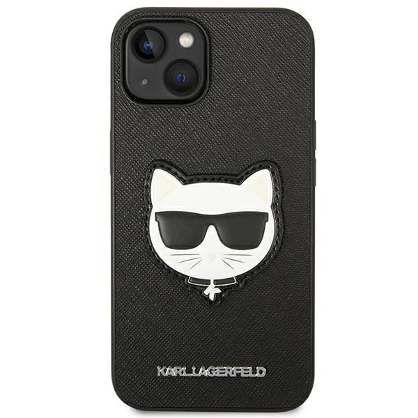 Karl Lagerfeld Saffiano Choupette Head Patch Case for iPhone 14 Plus - Black