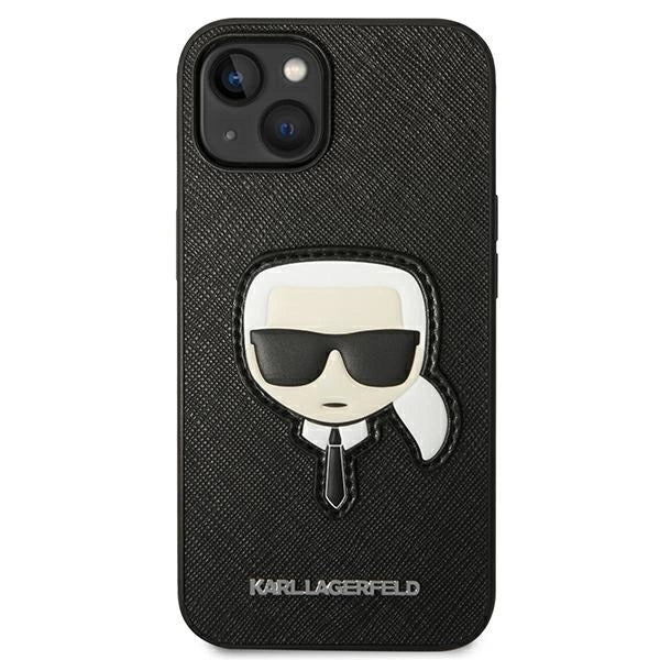 Karl Lagerfeld Saffiano Karl's Head Patch Case for iPhone 14 Plus - Black