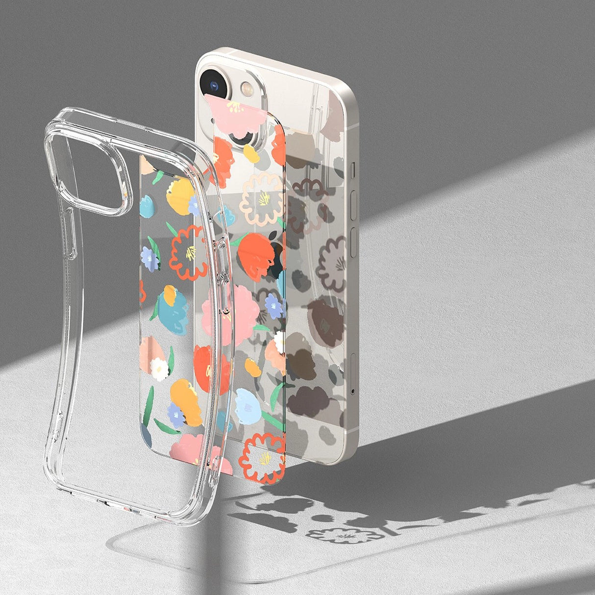 Ringke Fusion Design Armored Sleeve Cover med Gel Frame til iPhone 14 Plus gennemsigtig (Floral) (FD637E31)