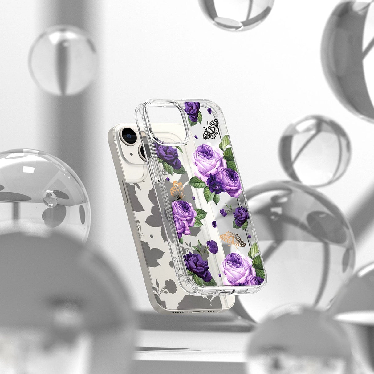 Ringke Fusion Design Armored Case Cover med Gel Frame til iPhone 14 Plus gennemsigtig (Purple rose) (FD637E29)