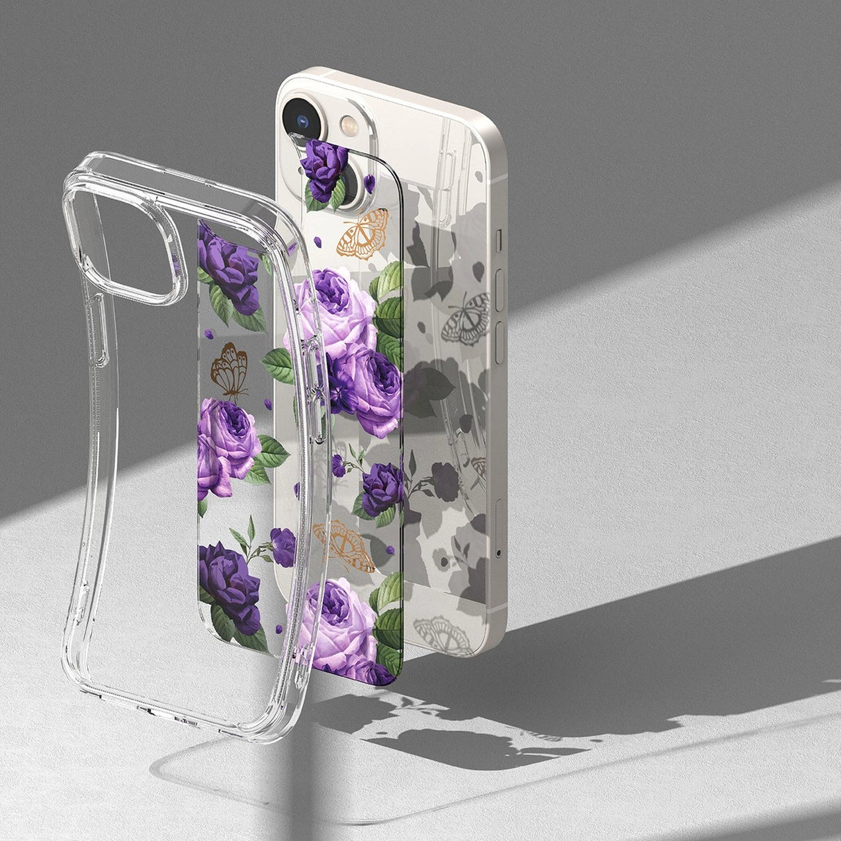 Ringke Fusion Design Armored Case Cover med Gel Frame til iPhone 14 Plus gennemsigtig (Purple rose) (FD637E29)