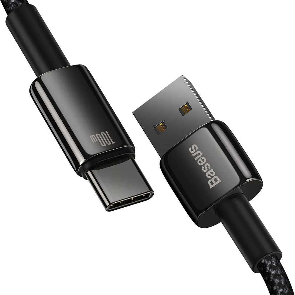 Baseus Tungsten Gold USB-A to USB-C Cable 480Mb/s 100W 1m Black (CAWJ000001)