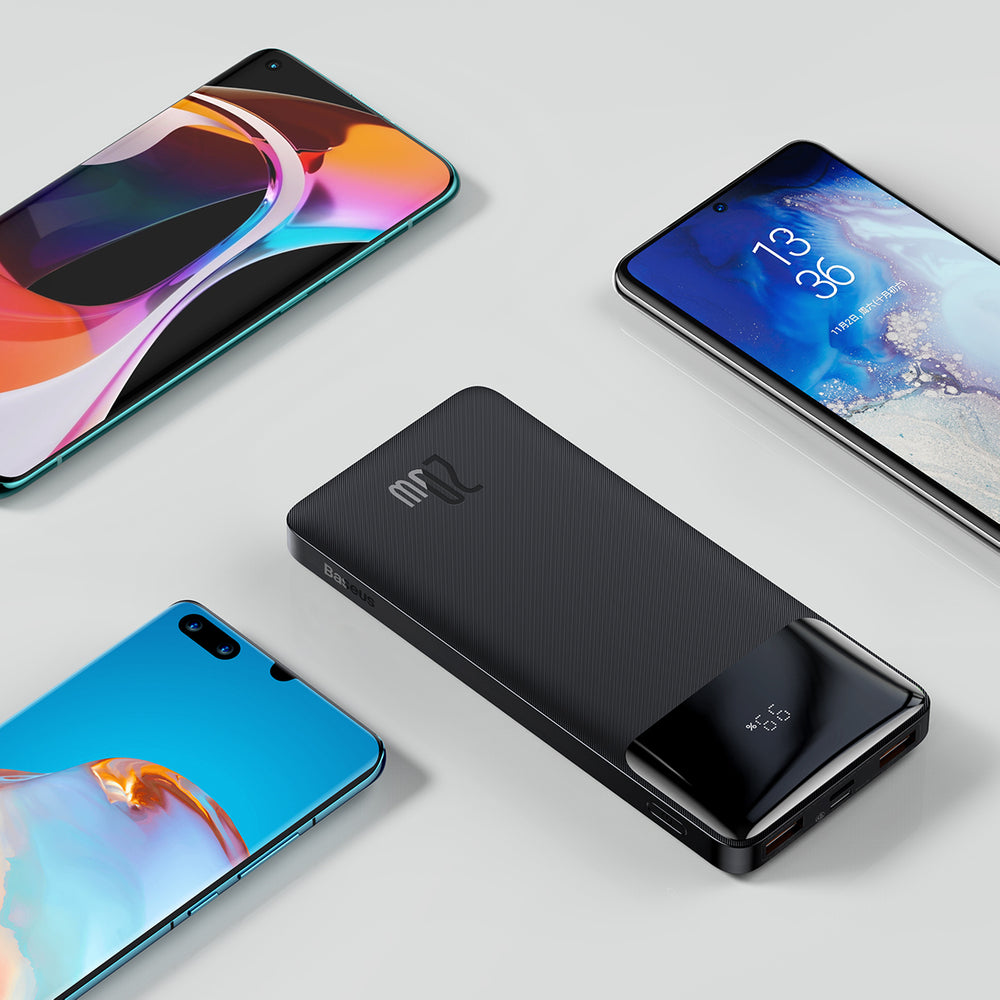 Baseus Bipow Fast Charging Power Bank 10000mAh 20W sort (Overseas Edition) + USB-A - Micro USB 0,25m sort kabel (PPBD050301)