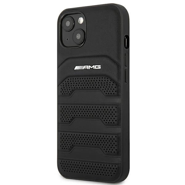AMG AMHCP14MGSEBK iPhone 14 Plus 6,7 "black / black hardcase Leather Debossed Lines
