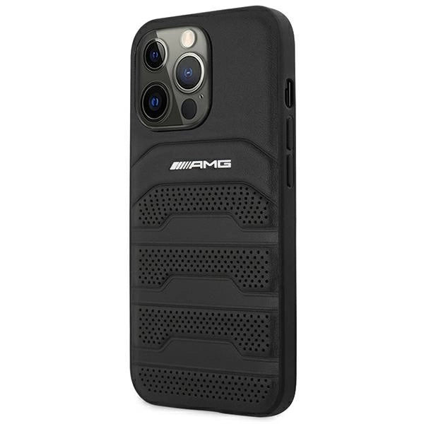 AMG AMHCP14XGSEBK iPhone 14 Pro Max 6,7 "black / black hardcase Leather Debossed Lines
