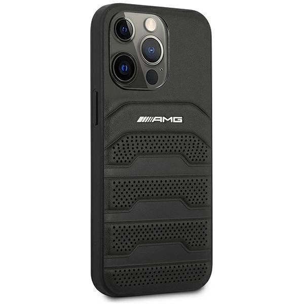 AMG AMHCP14XGSEBK iPhone 14 Pro Max 6,7 "black / black hardcase Leather Debossed Lines