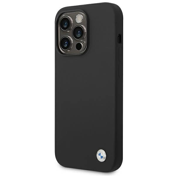 BMW Silicone Metal Logo Case for iPhone 14 Pro - Black
