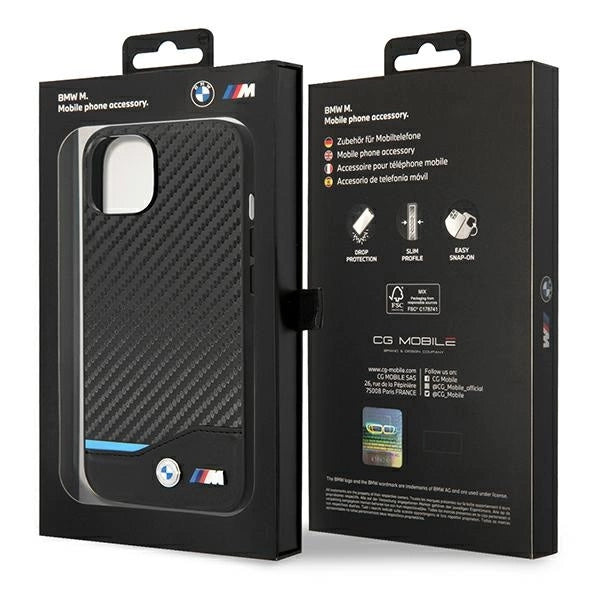 Case BMW BMHCP14S22NBCK iPhone 14 6.1 " sort / sort Læder Carbon